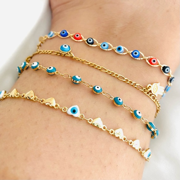 Gold Evil Eye Anklet - Picture 7 of 9